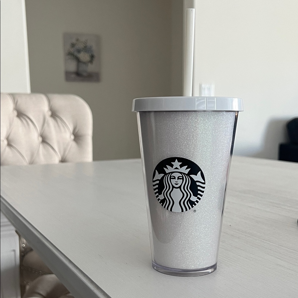 Starbucks White Glitter Tumbler with Lid